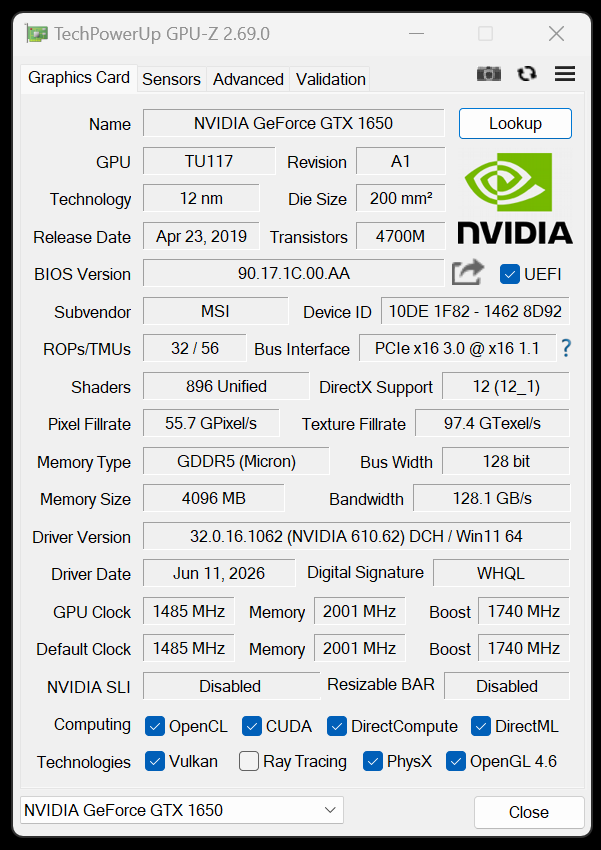GPU-Z Hardware Specs